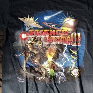 NWT Deadstock Science Is Awesome Dinosaur Outer Space T-Shirt